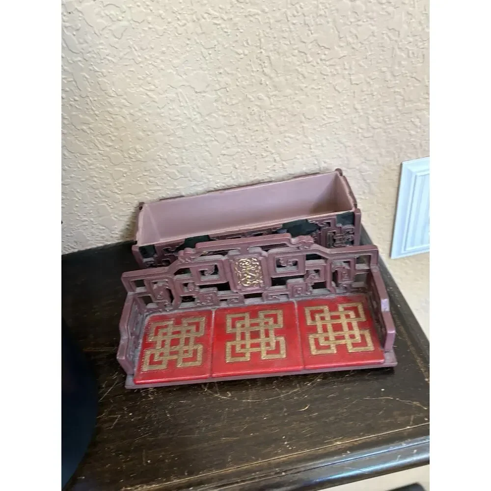 Enesco Asian Throne Sofa Bench Jewelry Box Chinese Style Trinket Decor VtG 2000